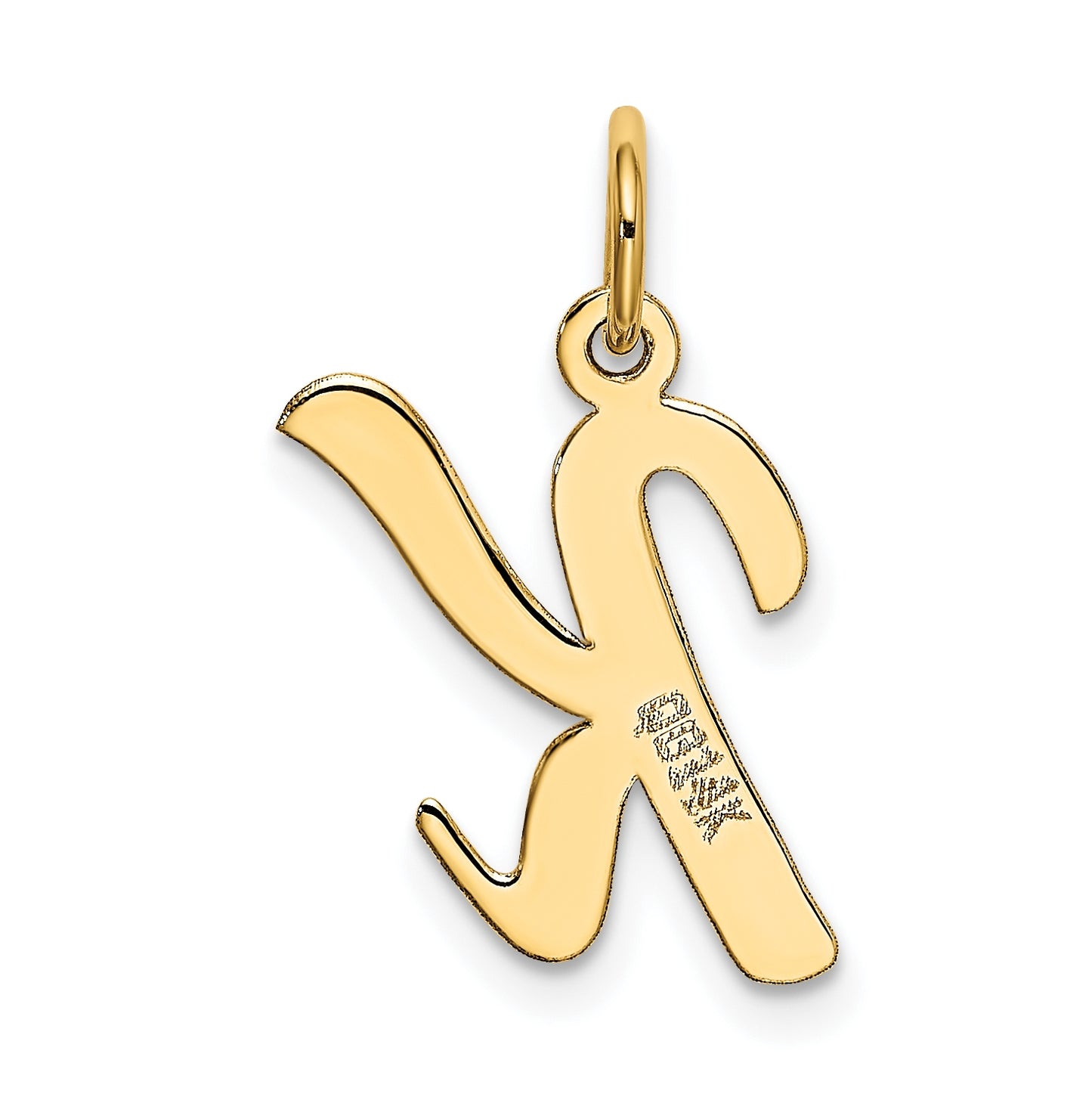 10K Yellow Gold Medium Script Letter K Initial Charm
