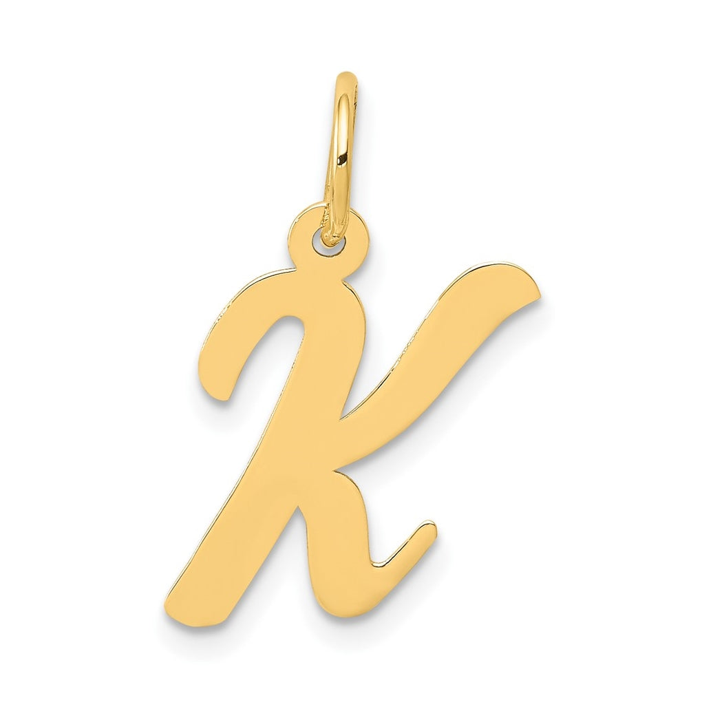 10K Yellow Gold Medium Script Letter K Initial Charm
