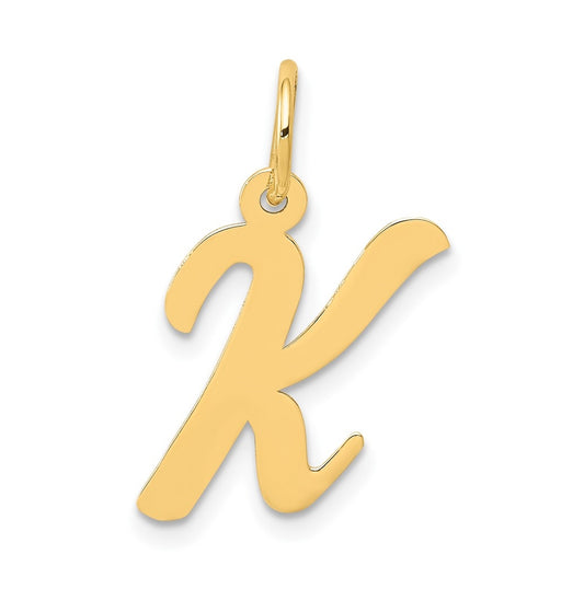 10K Yellow Gold Medium Script Letter K Initial Charm