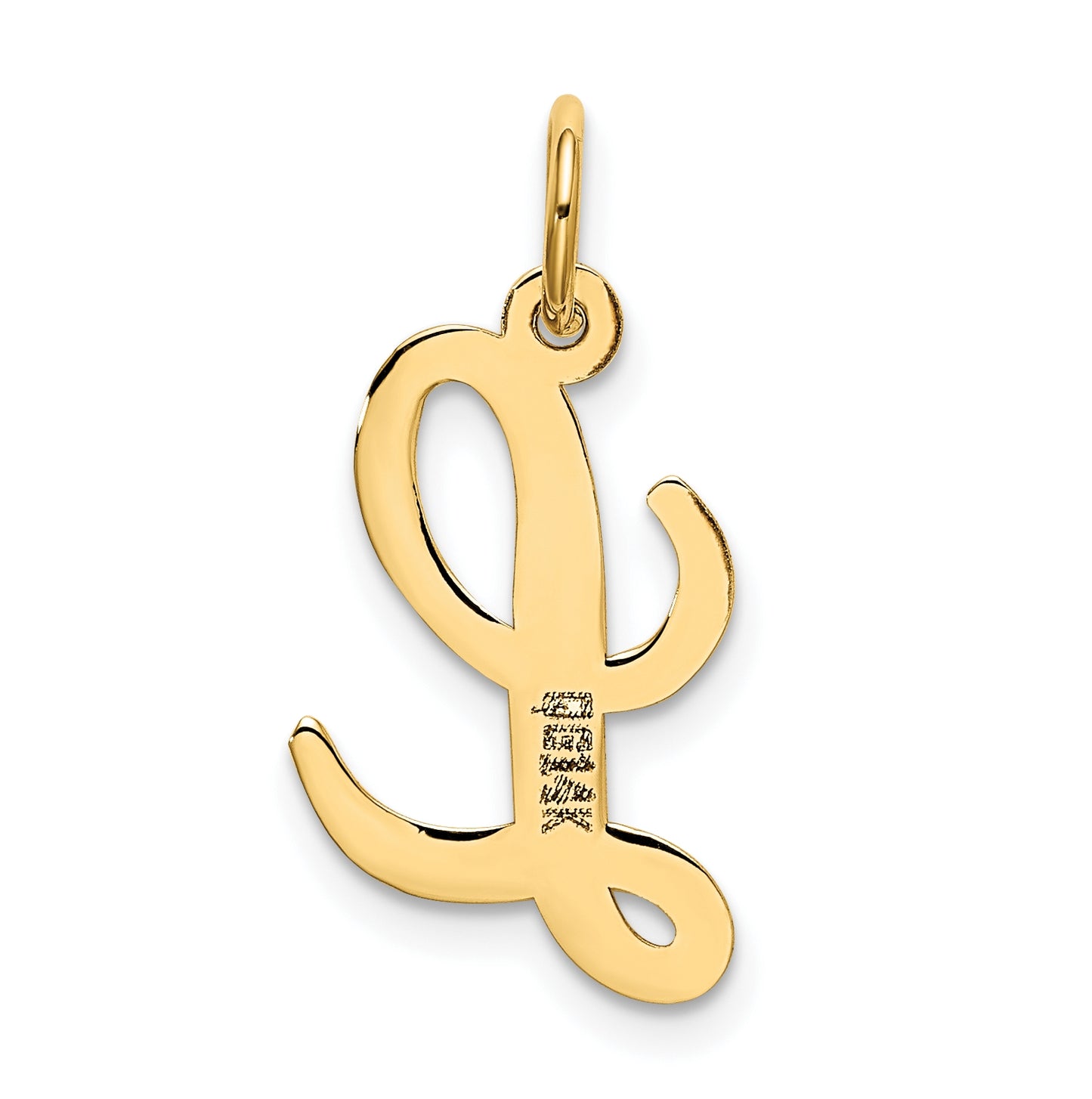 10K Yellow Gold Medium Script Letter L Initial Charm