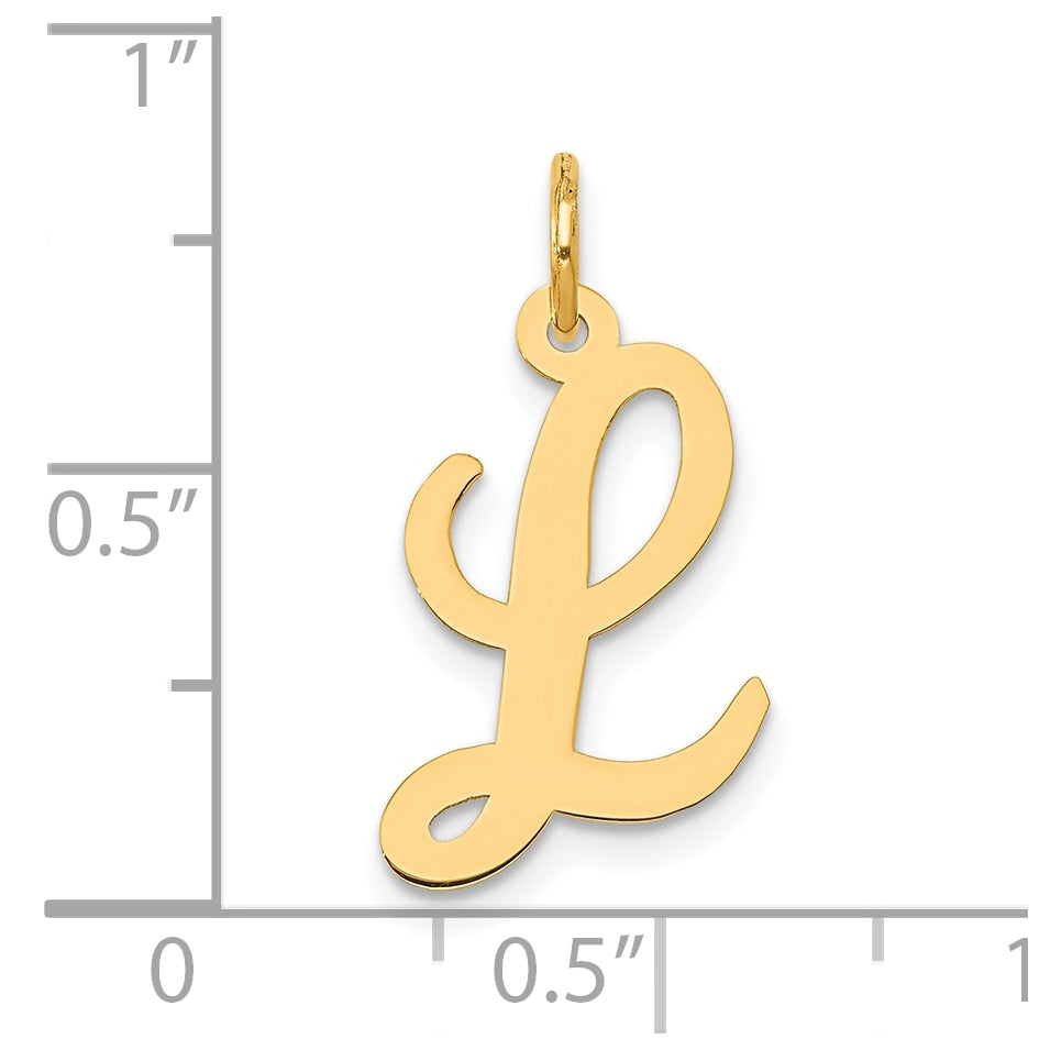 10K Yellow Gold Medium Script Letter L Initial Charm
