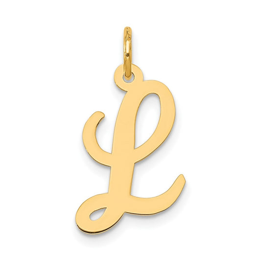 10K Yellow Gold Medium Script Letter L Initial Charm
