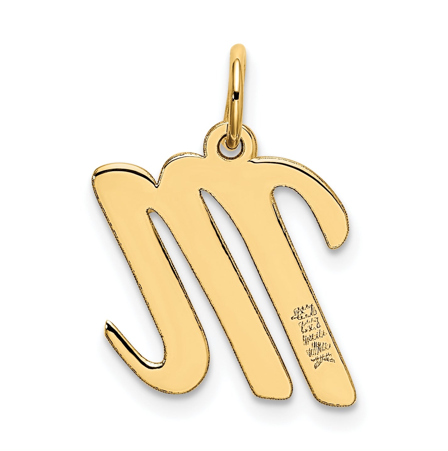 10K Yellow Gold Medium Script Letter M Initial Charm
