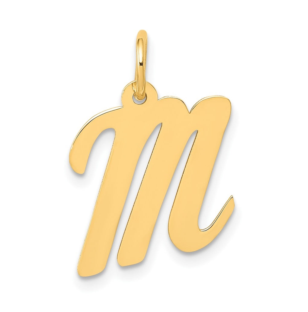 10K Yellow Gold Medium Script Letter M Initial Charm