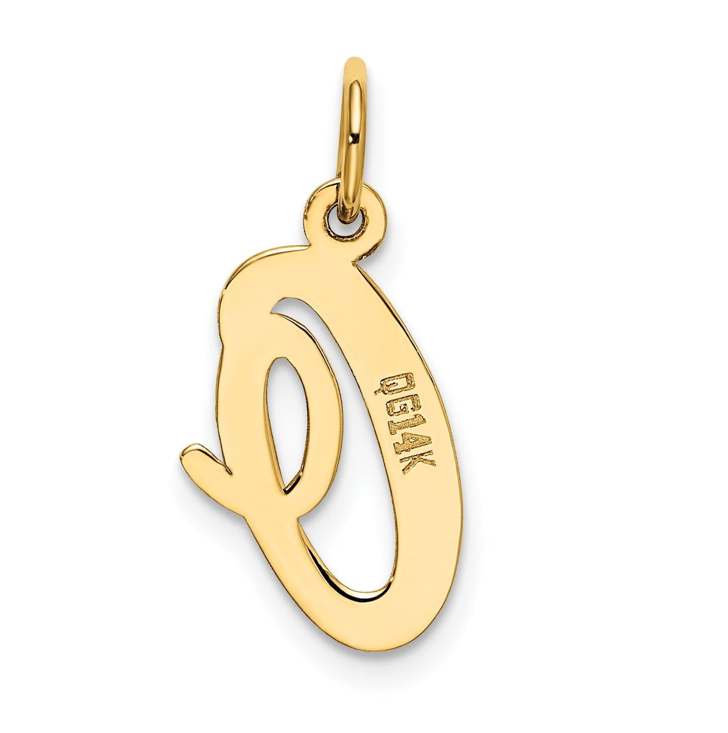 10K Yellow Gold Medium Script Letter O Initial Charm