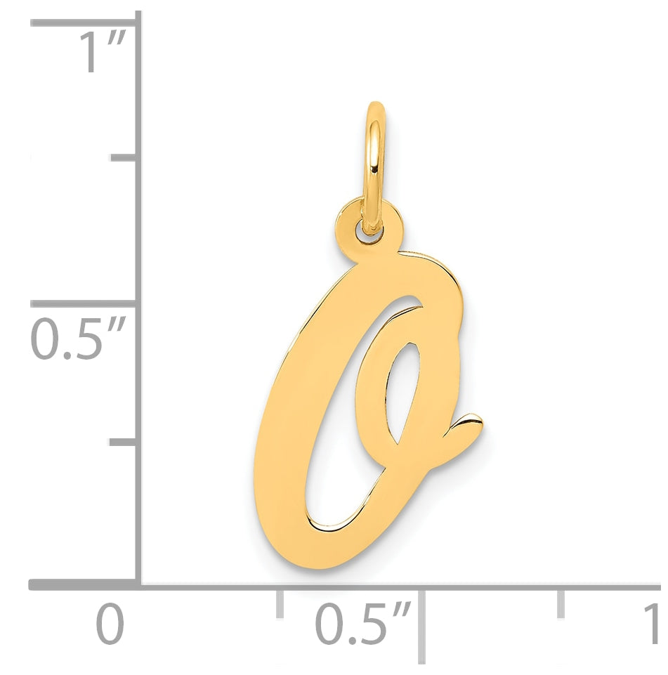 10K Yellow Gold Medium Script Letter O Initial Charm