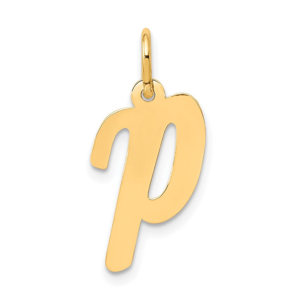 10K Yellow Gold Medium Script Letter P Initial Charm