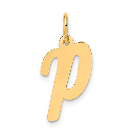 10K Yellow Gold Medium Script Letter P Initial Charm
