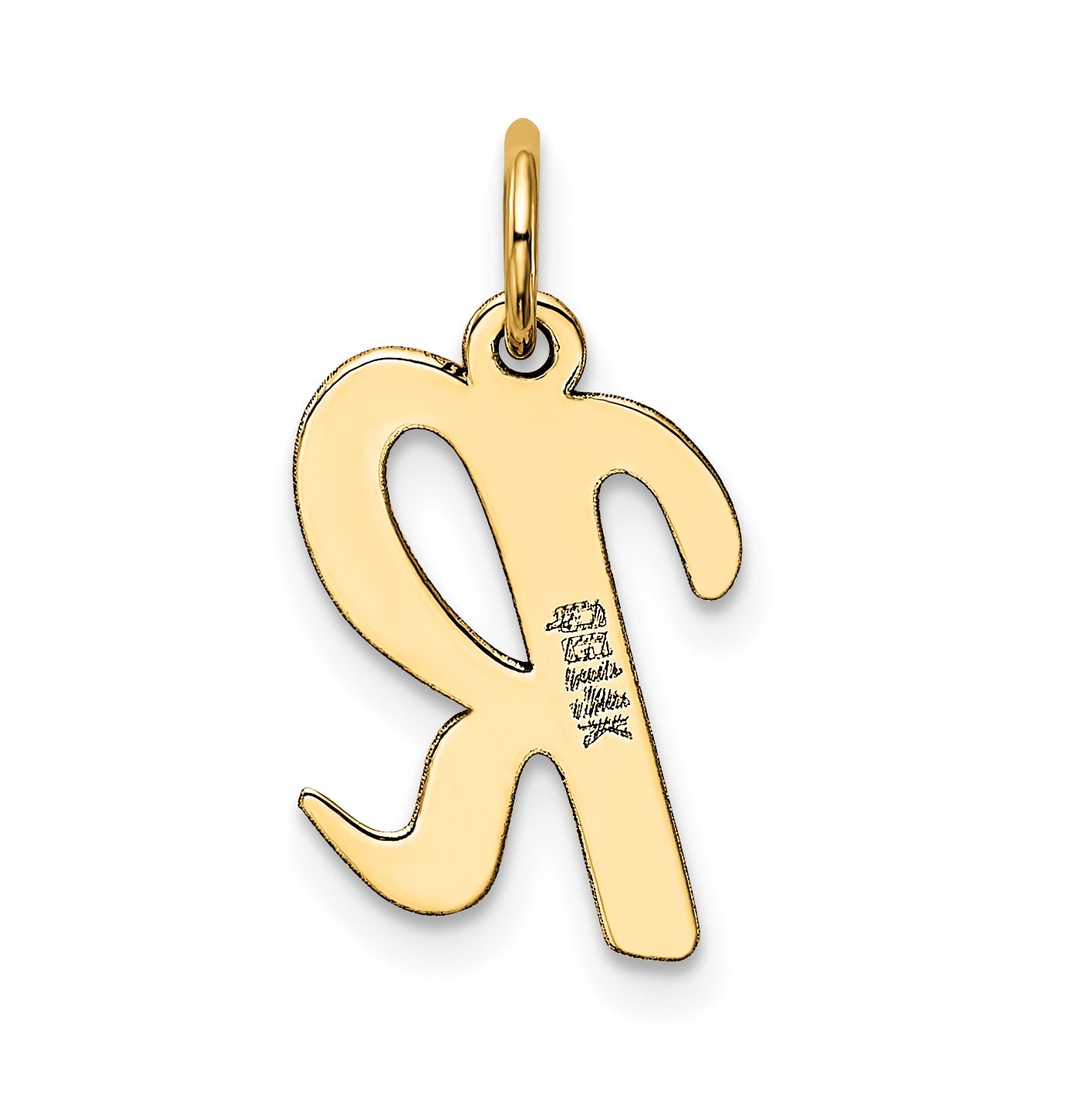 10K Yellow Gold Medium Script Letter R Initial Charm