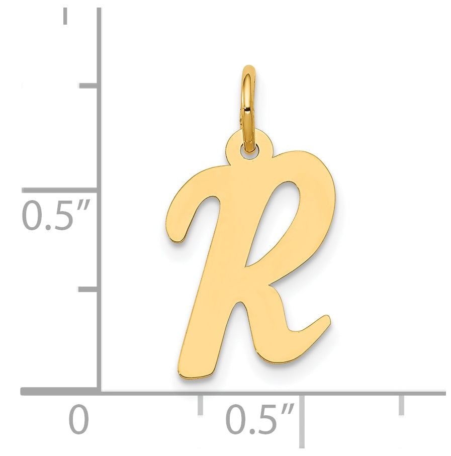 10K Yellow Gold Medium Script Letter R Initial Charm
