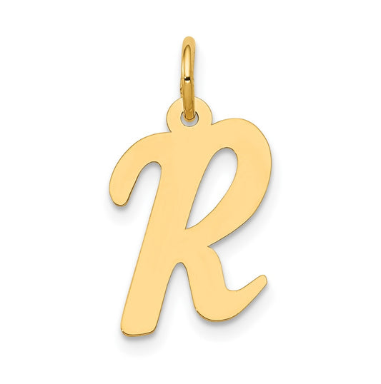 10K Yellow Gold Medium Script Letter R Initial Charm