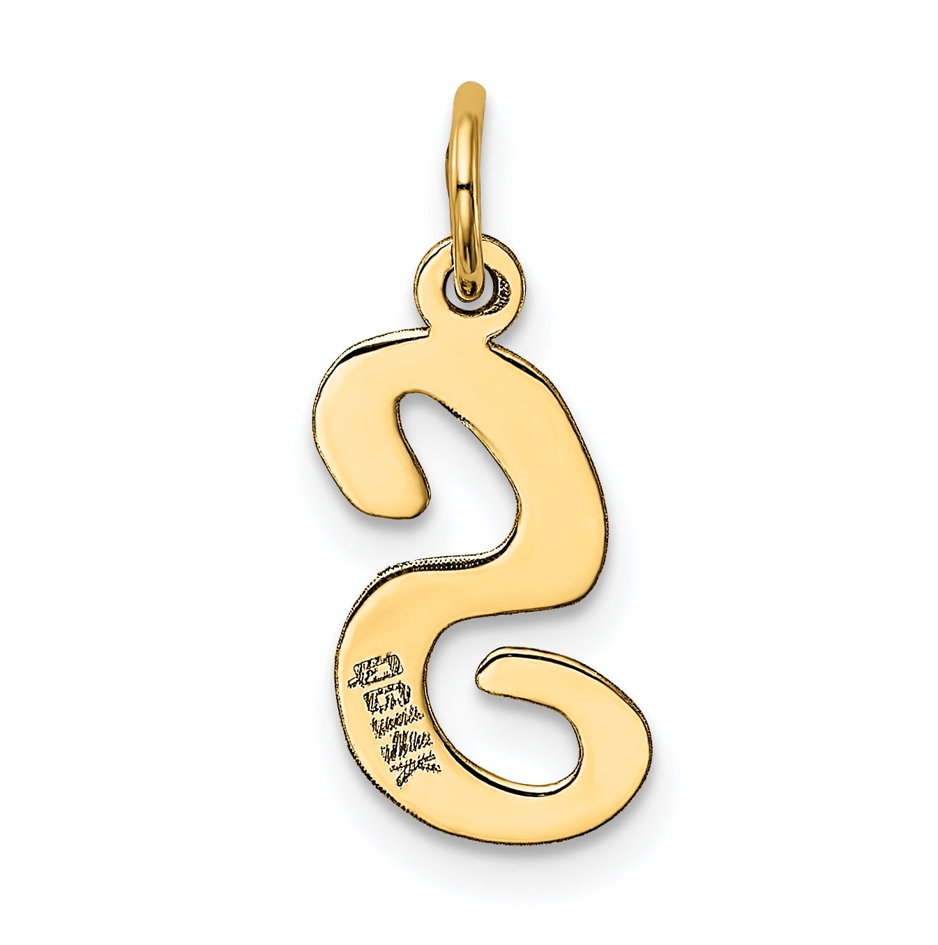 10K Yellow Gold Medium Script Letter S Initial Charm