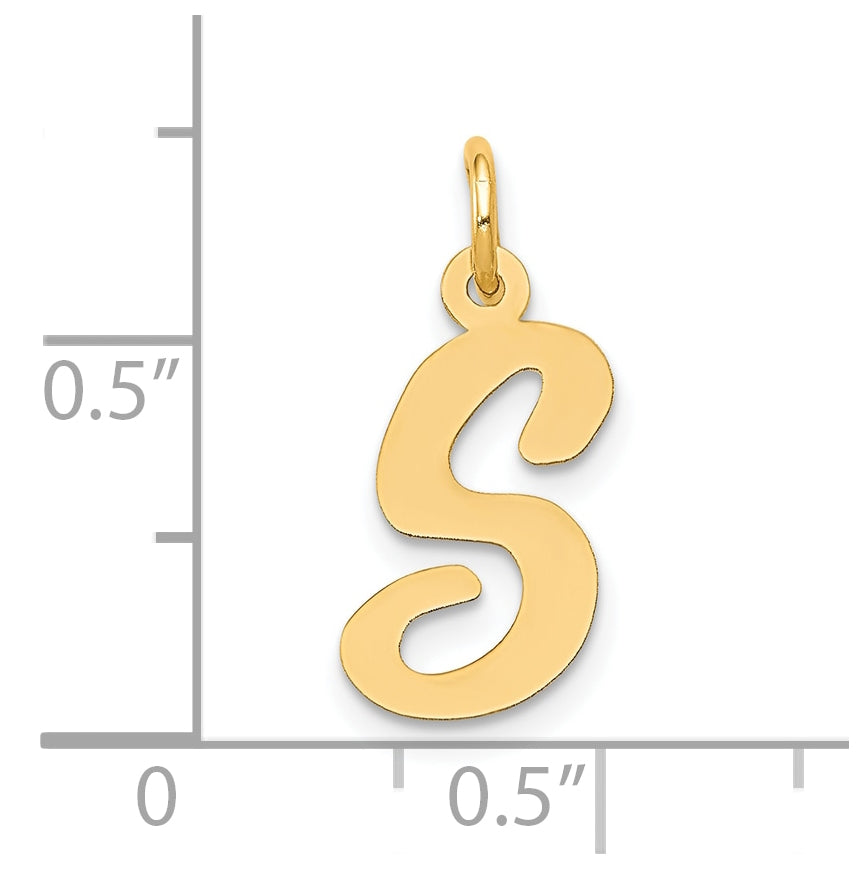 10K Yellow Gold Medium Script Letter S Initial Charm