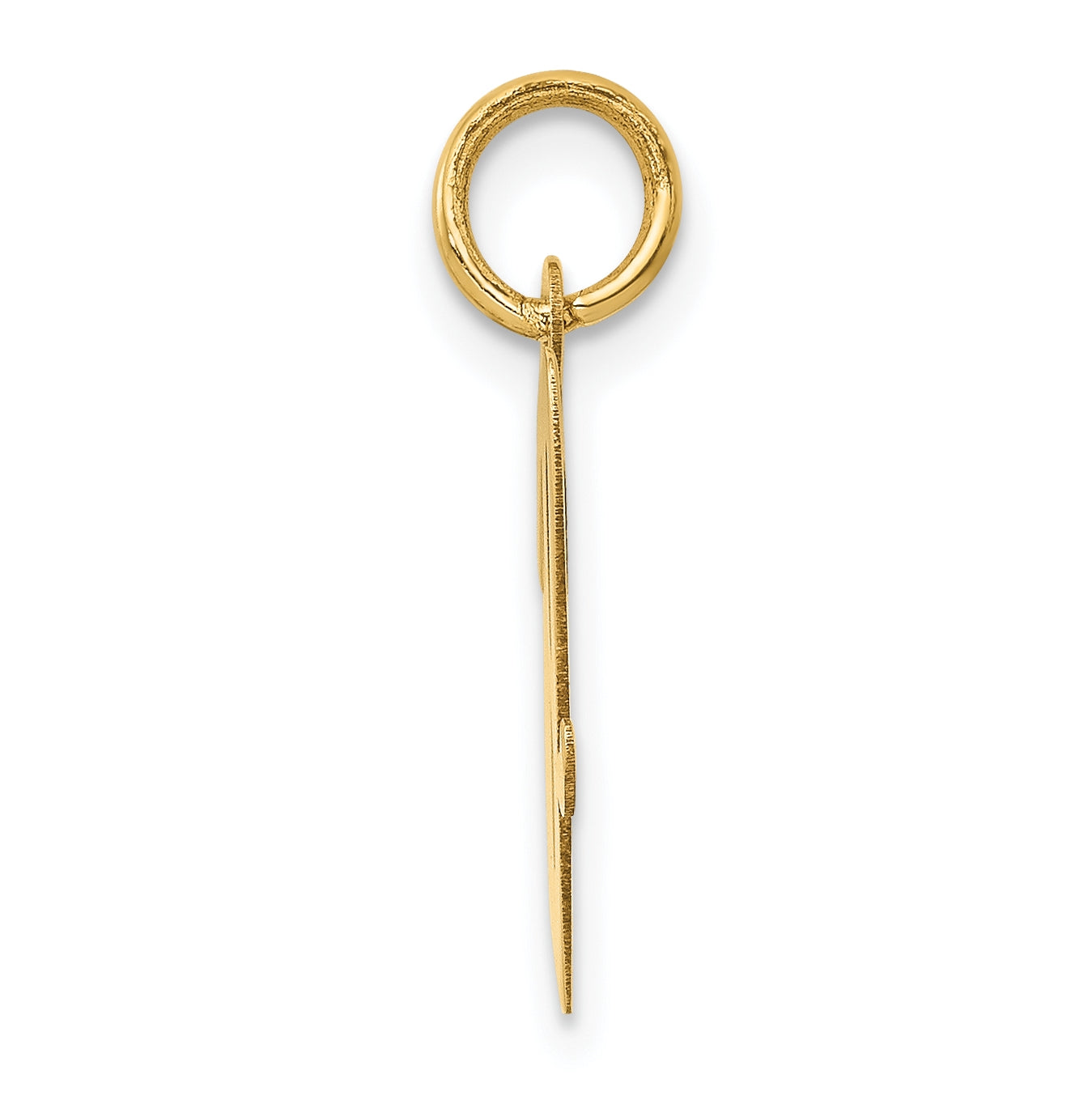 10K Yellow Gold Medium Script Letter V Initial Charm