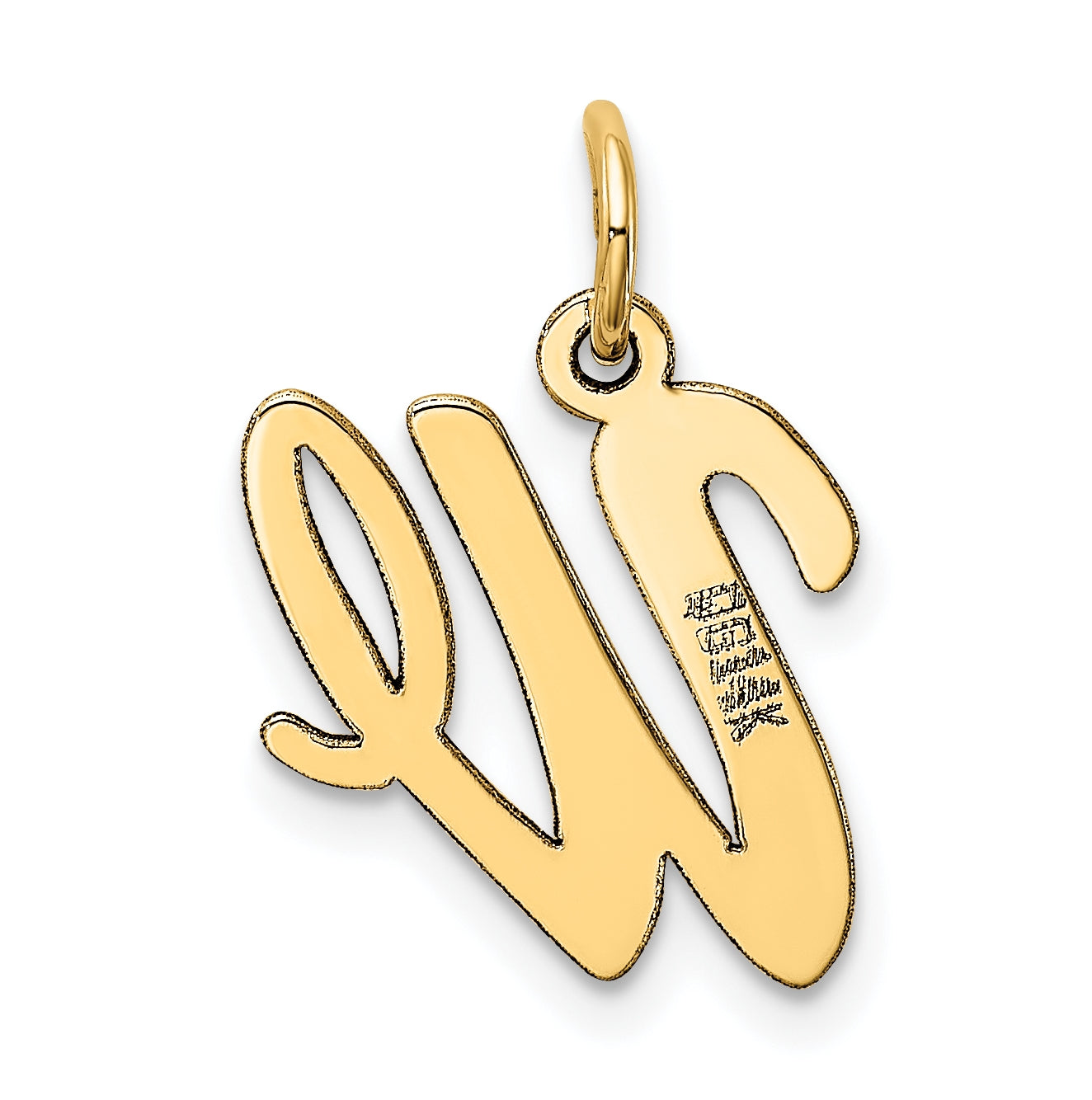 10K Yellow Gold Medium Script Letter W Initial Charm