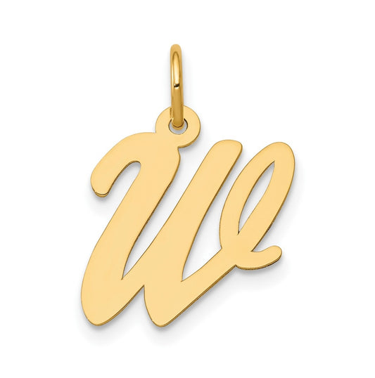 10K Yellow Gold Medium Script Letter W Initial Charm