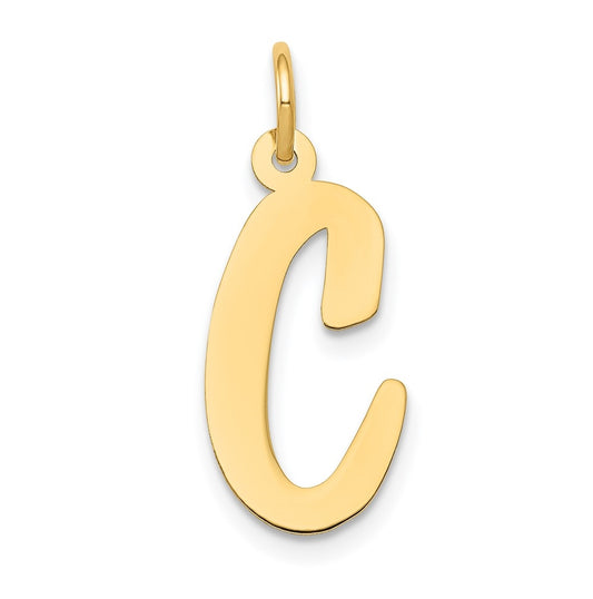 10K Yellow Gold Large Script Letter C Initial Charm
