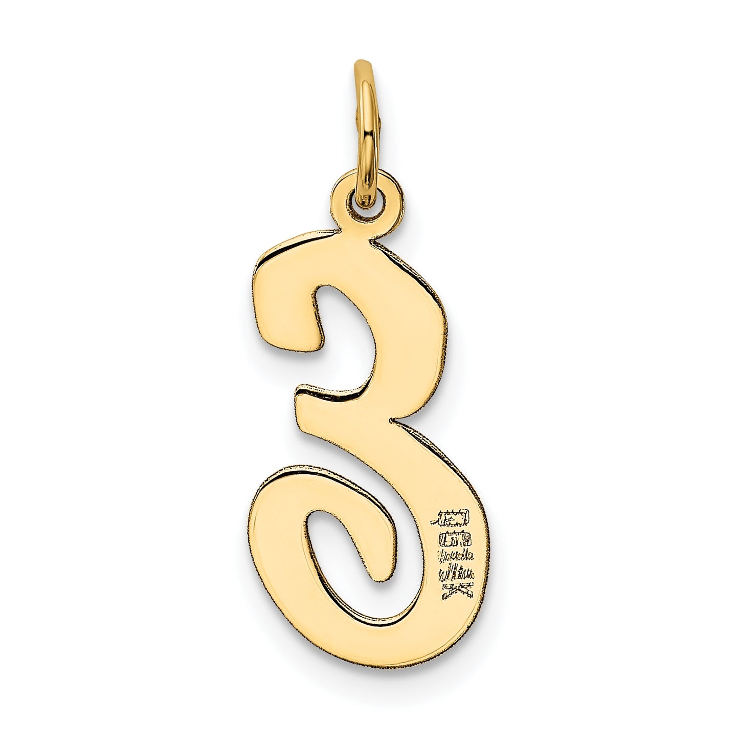 10K Yellow Gold Large Script Letter E Initial Charm