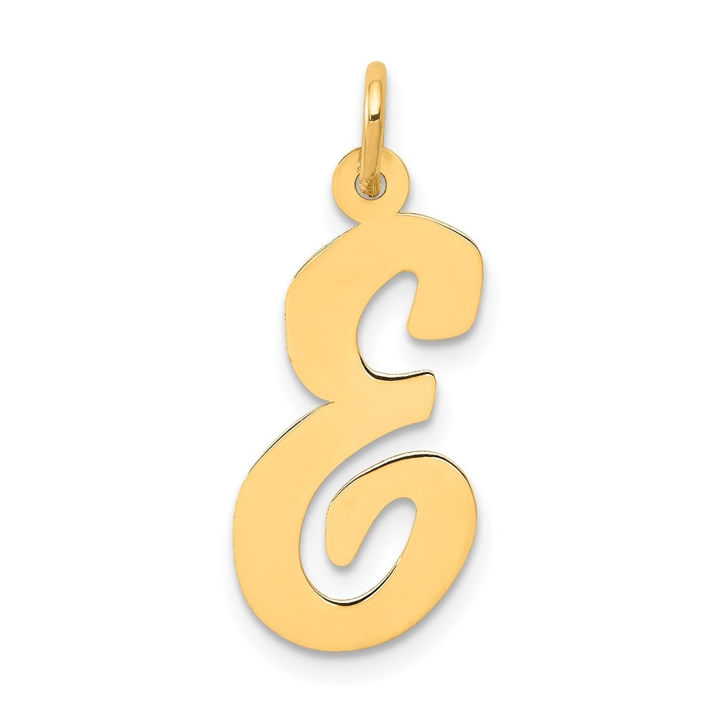10K Yellow Gold Large Script Letter E Initial Charm