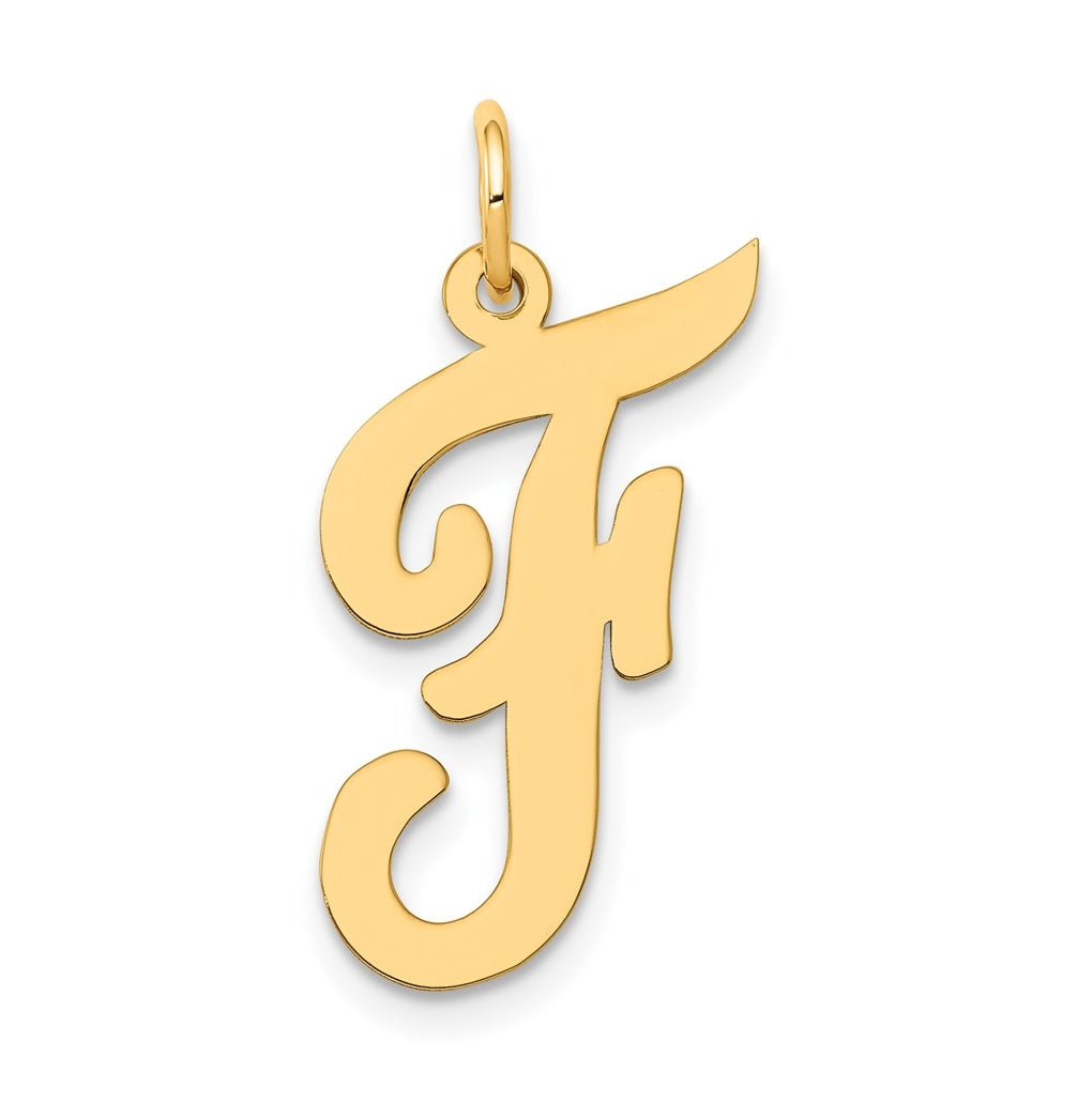 10K Yellow Gold Large Script Letter F Initial Charm