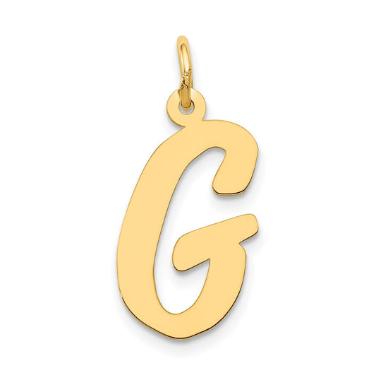 10K Yellow Gold Large Script Letter G Initial Charm