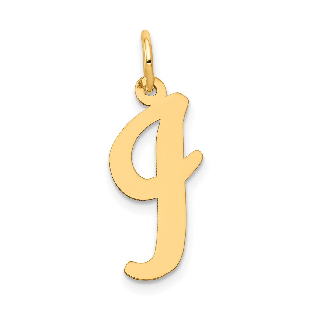 10K Yellow Gold Large Script Letter I Initial Charm