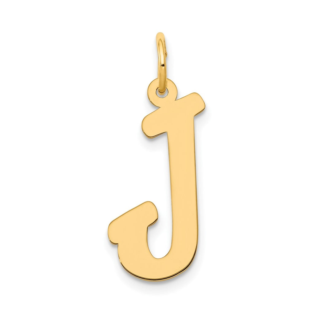 10K Yellow Gold Large Script Letter J Initial Charm