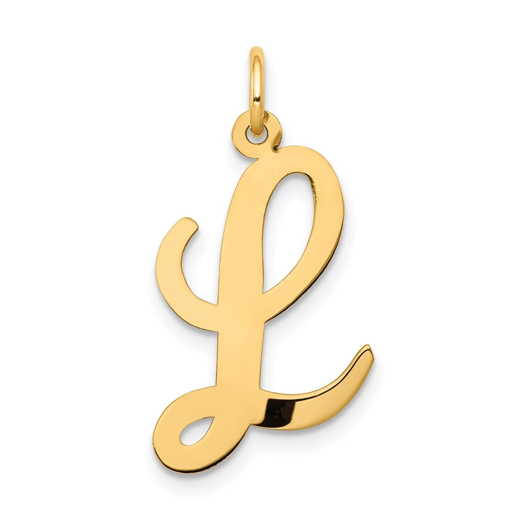 10K Yellow Gold Large Script Letter L Initial Charm