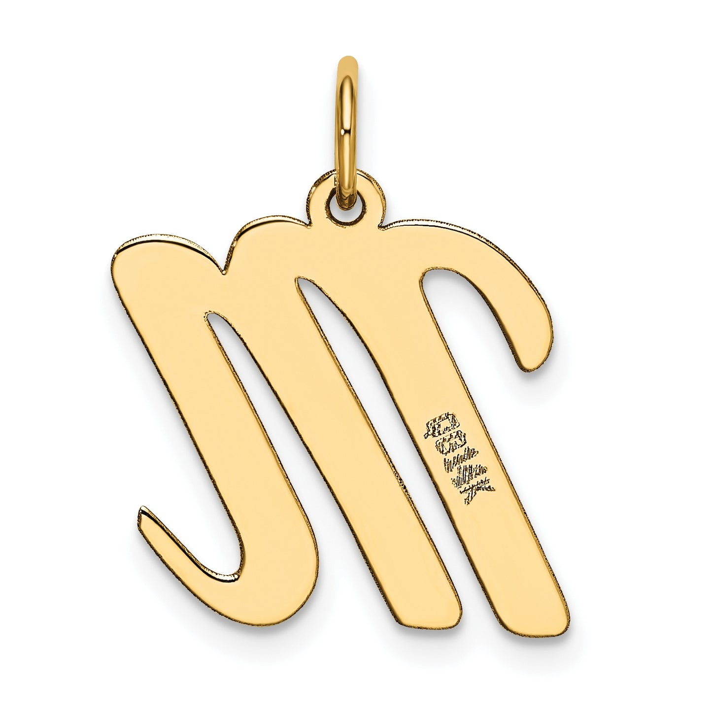 10K Yellow Gold Large Script Letter M Initial Charm