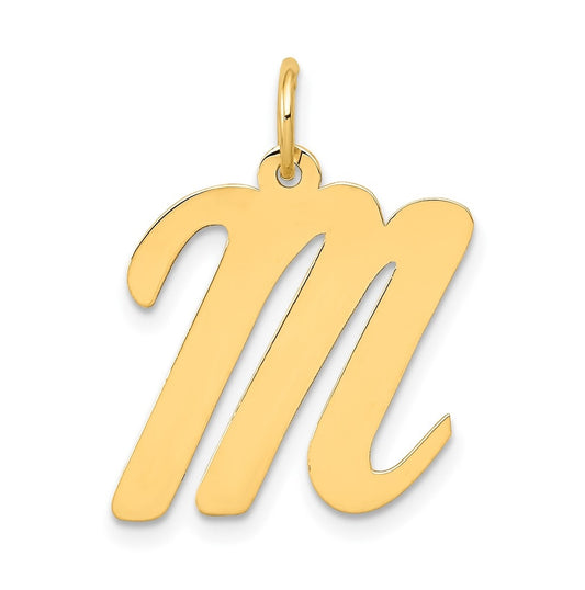 10K Yellow Gold Large Script Letter M Initial Charm