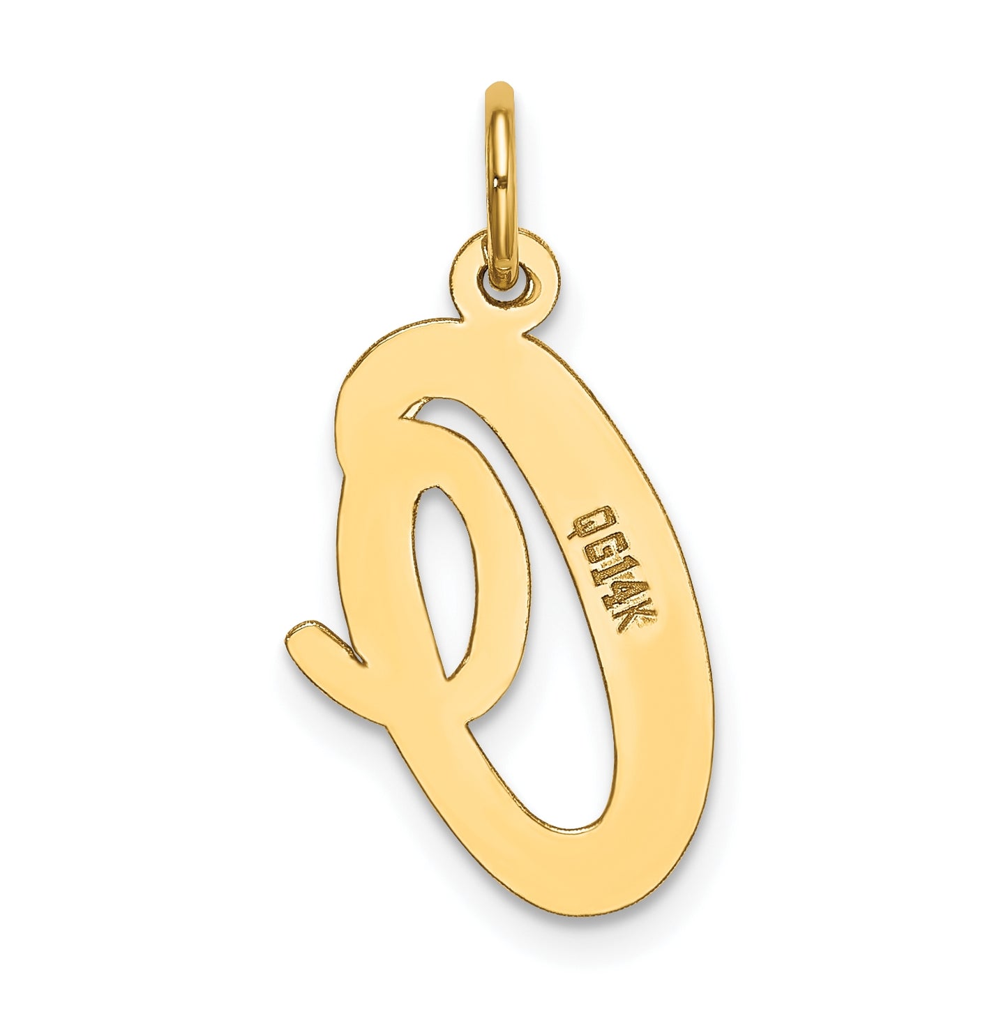 10K Yellow Gold Large Script Letter O Initial Charm