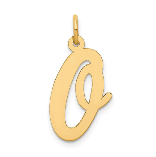 10K Yellow Gold Large Script Letter O Initial Charm