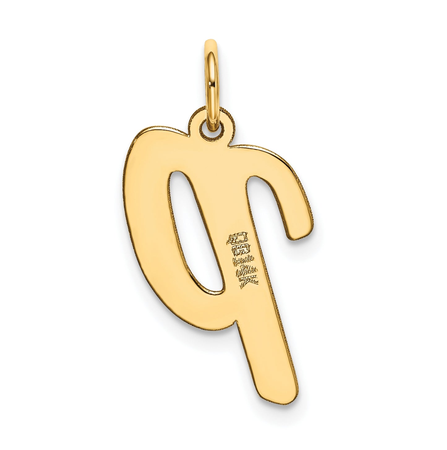 10K Yellow Gold Large Script Letter P Initial Charm