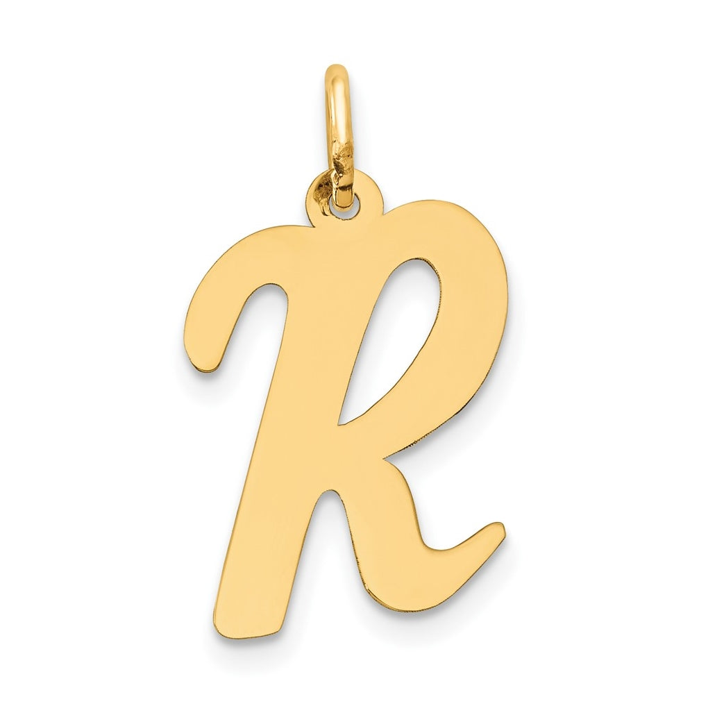 10K Yellow Gold Large Script Letter R Initial Charm