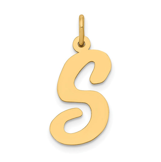 10K Yellow Gold Large Script Letter S Initial Charm