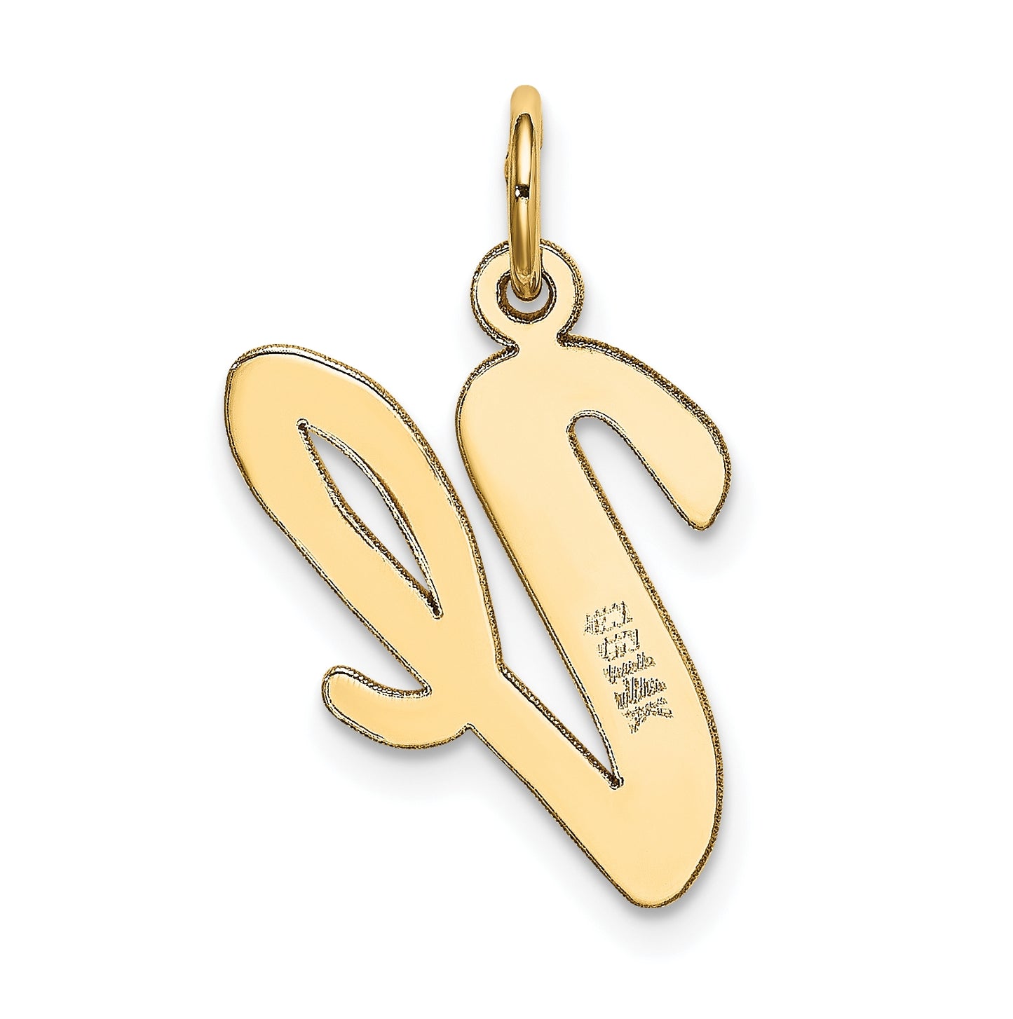 10K Yellow Gold Large Script Letter V Initial Charm