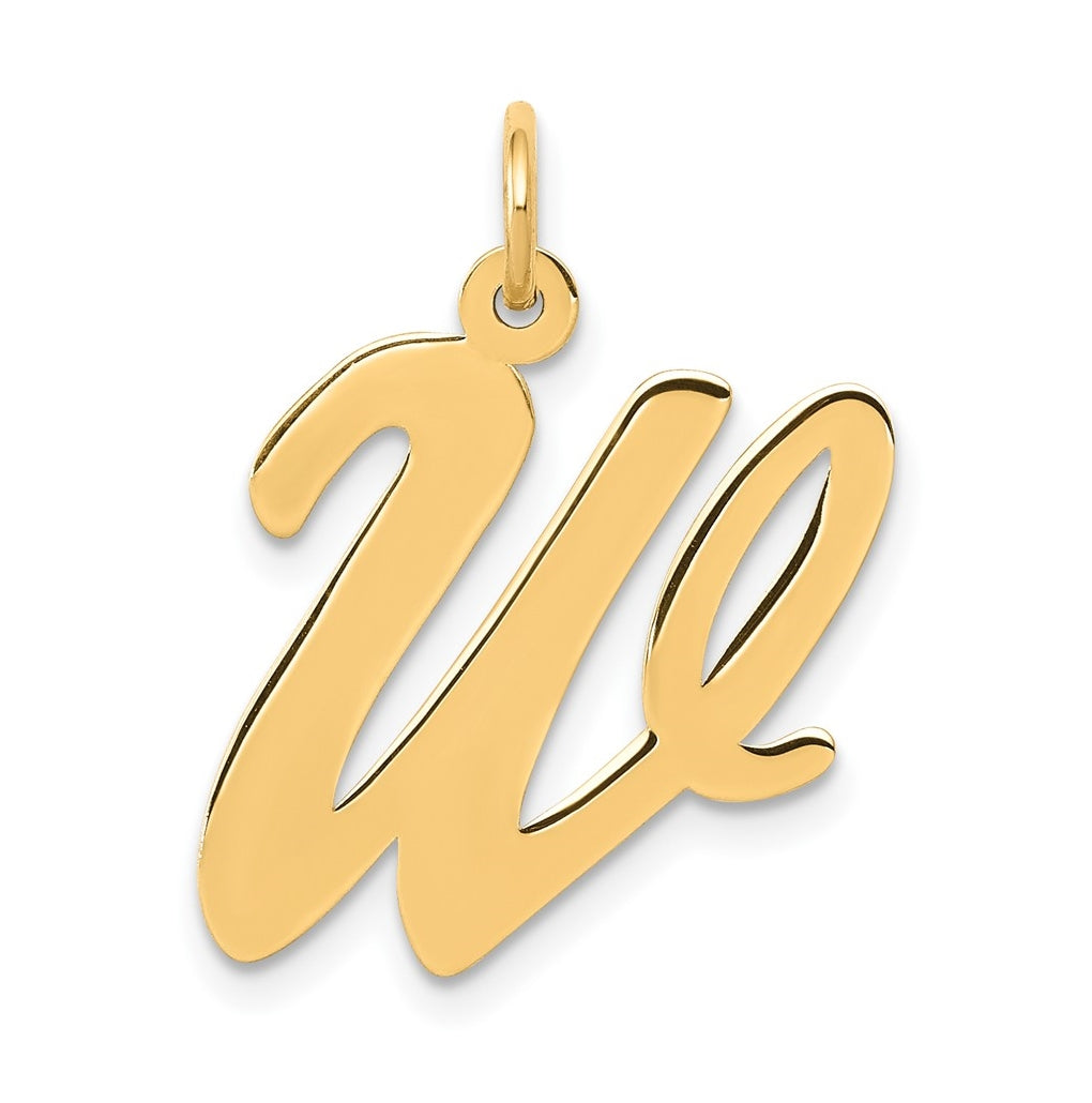 10K Yellow Gold Large Script Letter W Initial Charm