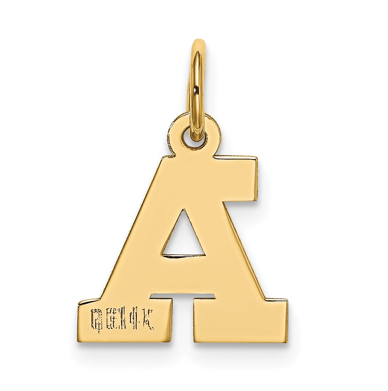 10K Yellow Gold Small Block Initial A Charm