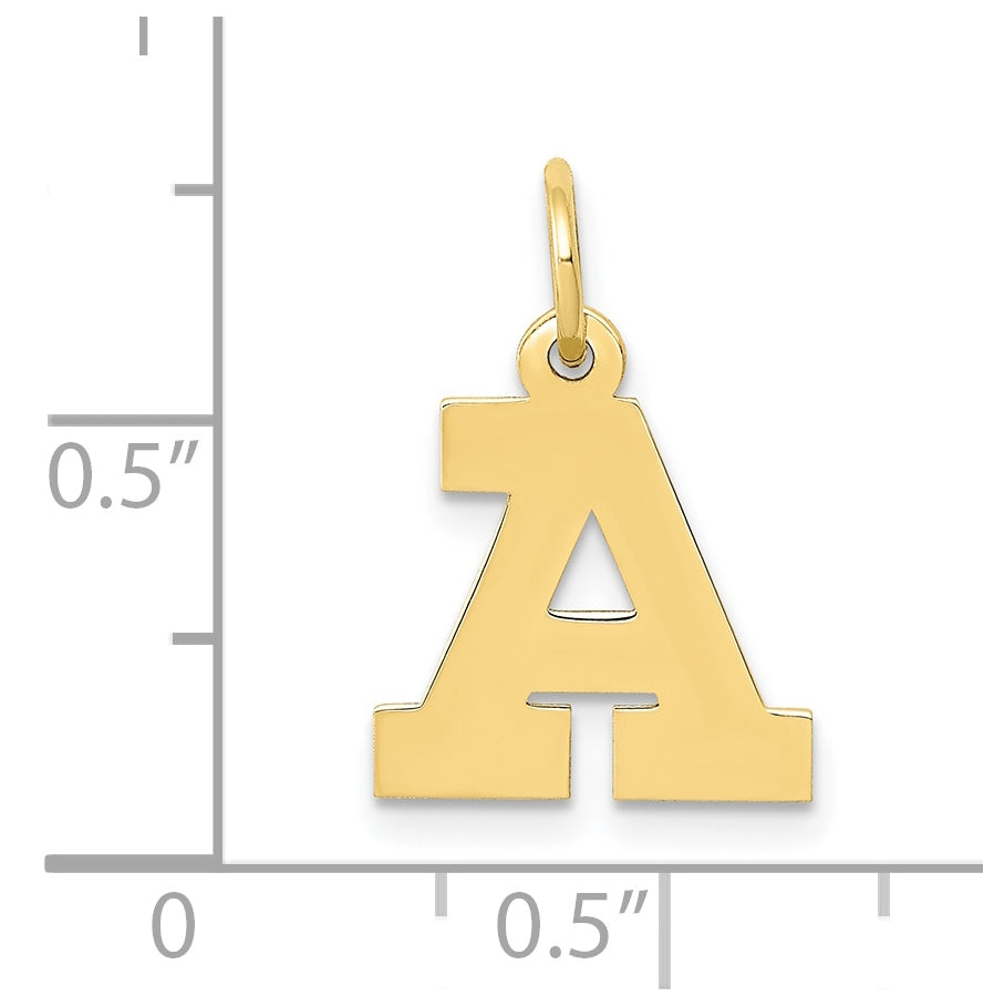 10K Yellow Gold Small Block Initial A Charm