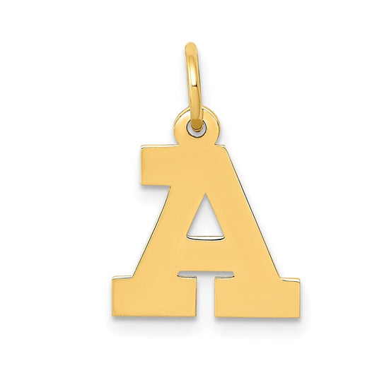 10K Yellow Gold Small Block Initial A Charm