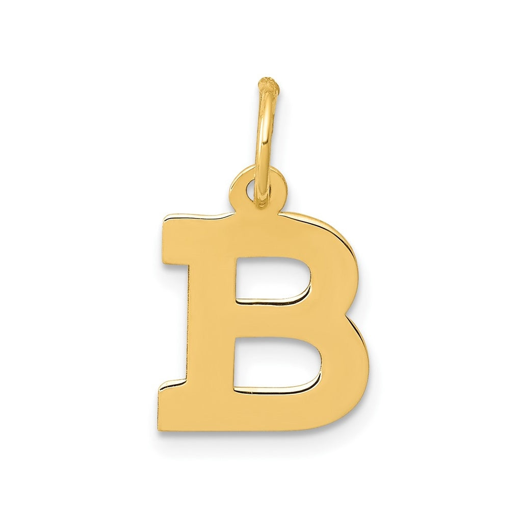 10K Yellow Gold Small Block Initial B Charm