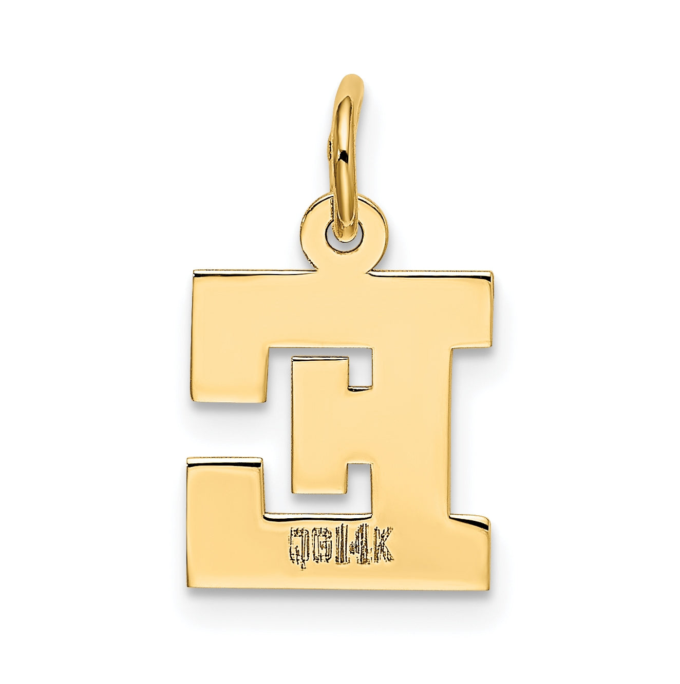 10K Yellow Gold Small Block Initial E Charm