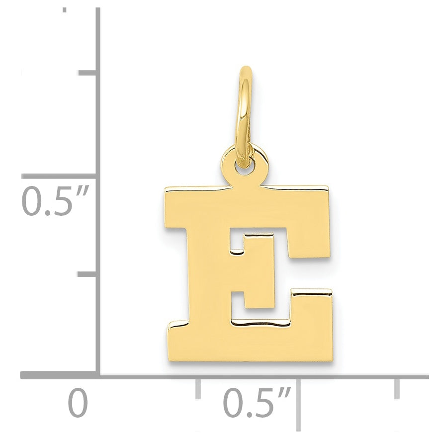 10K Yellow Gold Small Block Initial E Charm