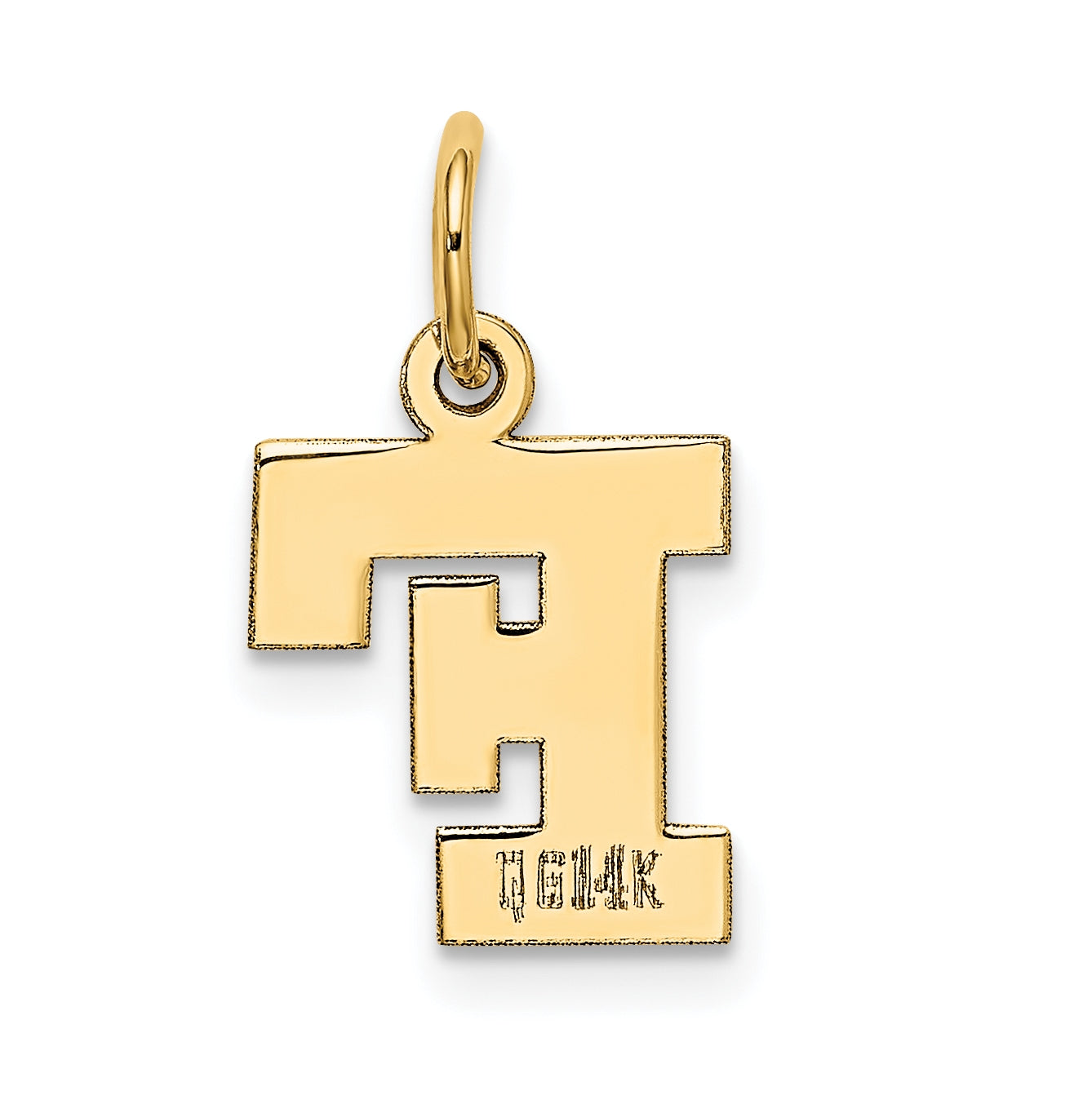 10K Yellow Gold Small Block Initial F Charm