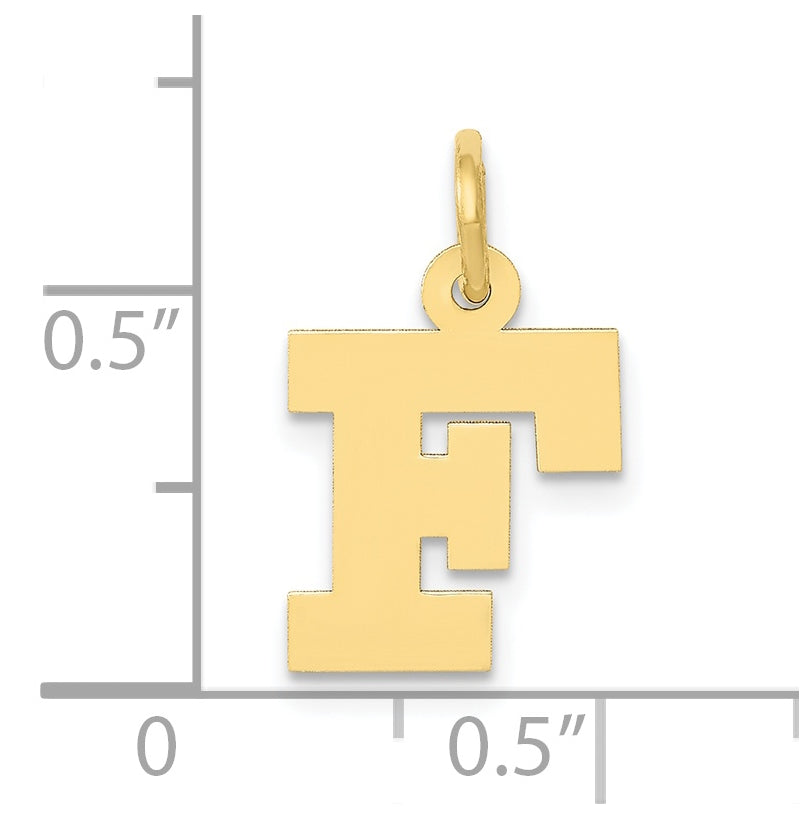 10K Yellow Gold Small Block Initial F Charm