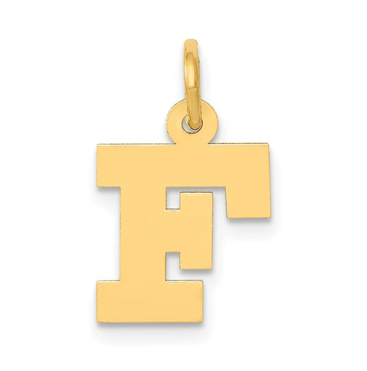 10K Yellow Gold Small Block Initial F Charm