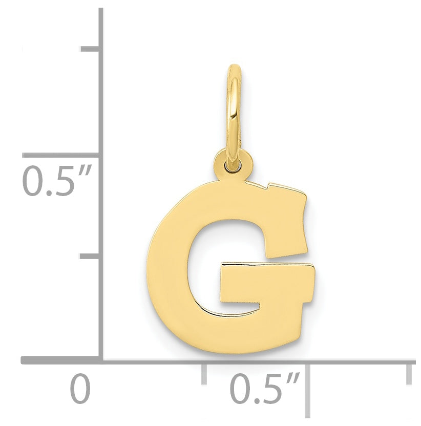 10K Yellow Gold Small Block Initial G Charm