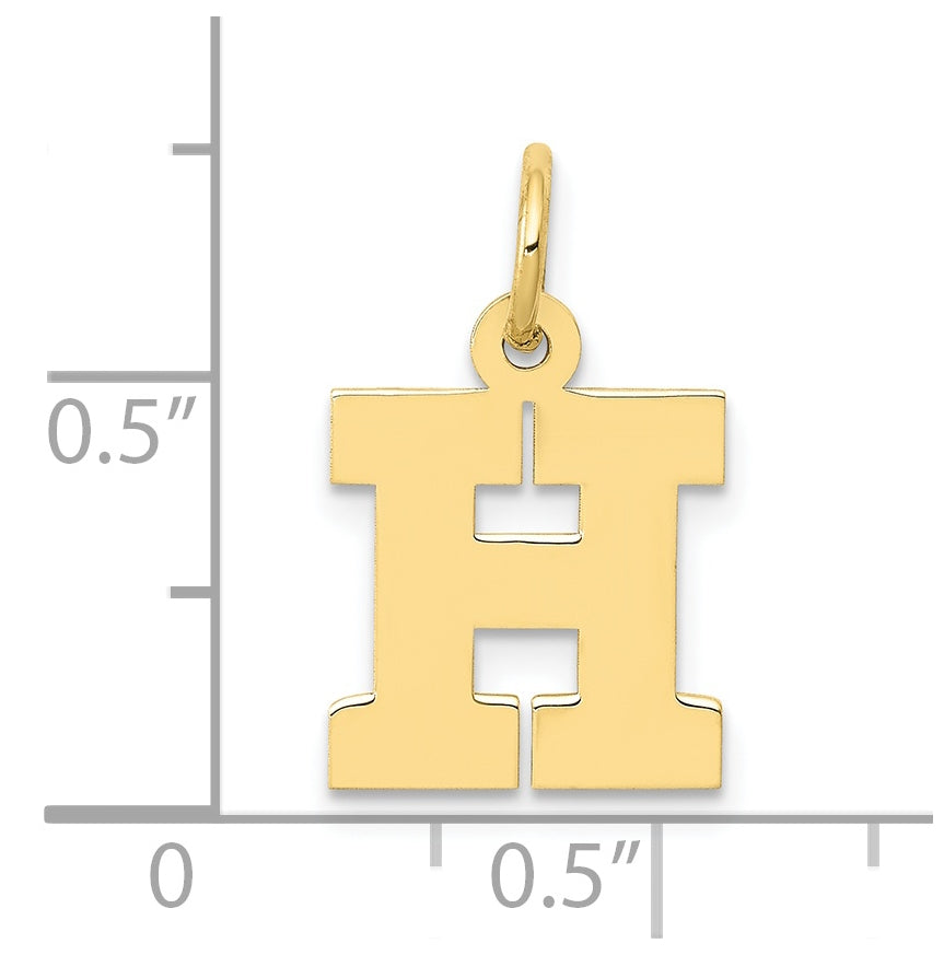 10K Yellow Gold Small Block Initial H Charm