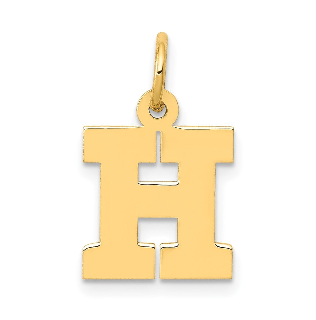 10K Yellow Gold Small Block Initial H Charm