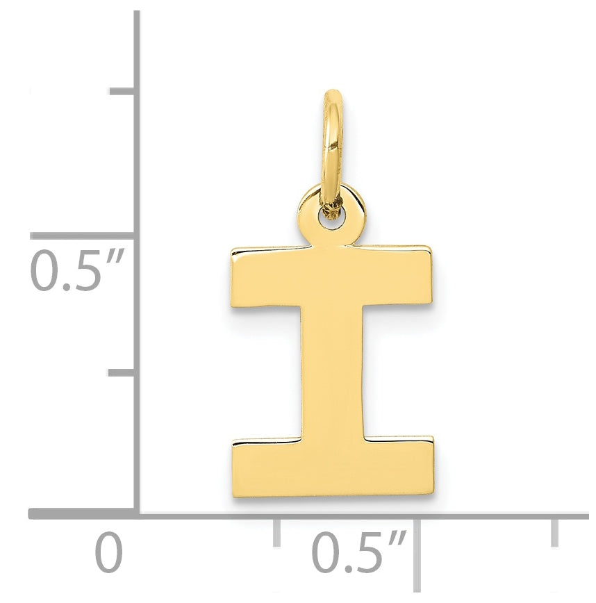10K Yellow Gold Small Block Initial I Charm
